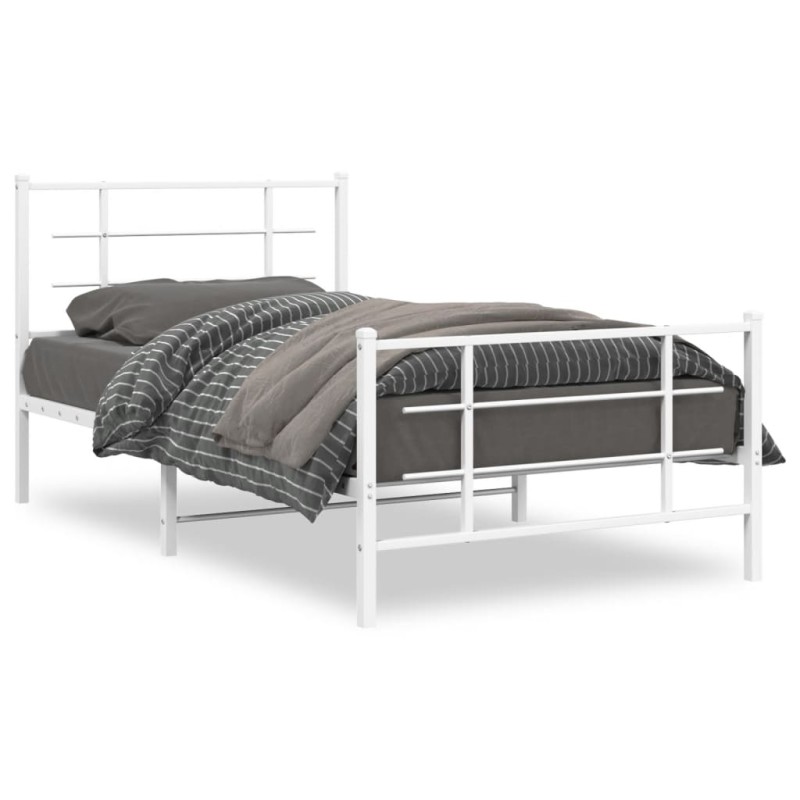 vidaXL Bettgestell mit Kopf- und Fußteil Metall Weiß 100x200 cm vidaXL Bettgestell mit Kopf- und Fußteil Metall Weiß 100x200 cm