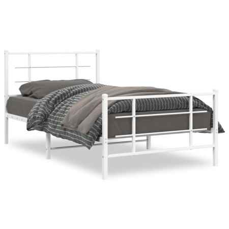 vidaXL Bettgestell mit Kopf- und Fußteil Metall Weiß 100x200 cm
