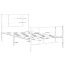 vidaXL Bettgestell mit Kopf- und Fußteil Metall Weiß 100x200 cm