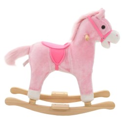 vidaXL Schaukeltier Pferd Plüsch 65x32x58 cm Rosa