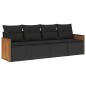 vidaXL 4-tlg. Garten-Sofagarnitur mit Kissen Schwarz Poly Rattan vidaXL 4-tlg. Garten-Sofagarnitur mit Kissen Schwarz Poly Rattan