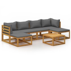 7-tlg. Garten-Lounge-Set mit Auflagen Massivholz Akazie