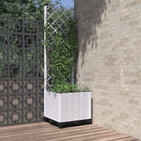 vidaXL Pflanzkübel mit Rankgitter Weiß 40x40x136 cm PP