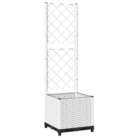 vidaXL Pflanzkübel mit Rankgitter Weiß 40x40x136 cm PP