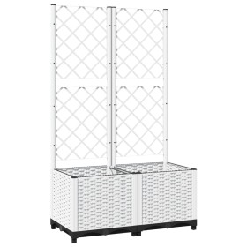 vidaXL Pflanzkübel mit Rankgitter Weiß 80x40x136 cm PP