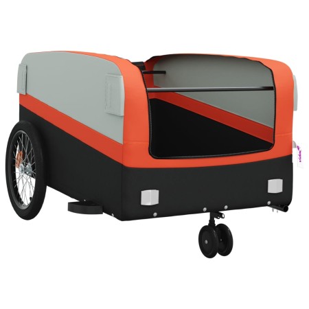 vidaXL Fahrradanhänger Schwarz und Orange 45 kg Eisen
