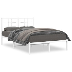 vidaXL Bettgestell mit Kopfteil Metall Weiß 120x190 cm
