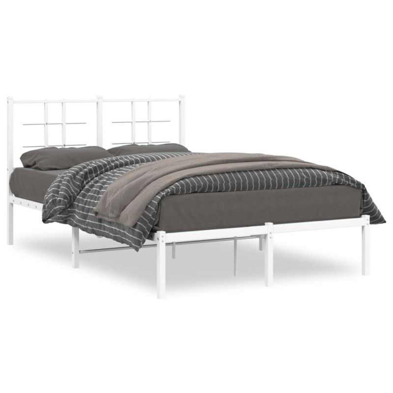 vidaXL Bettgestell mit Kopfteil Metall Weiß 120x190 cm vidaXL Bettgestell mit Kopfteil Metall Weiß 120x190 cm