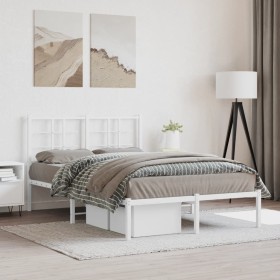 vidaXL Bettgestell mit Kopfteil Metall Weiß 120x190 cm