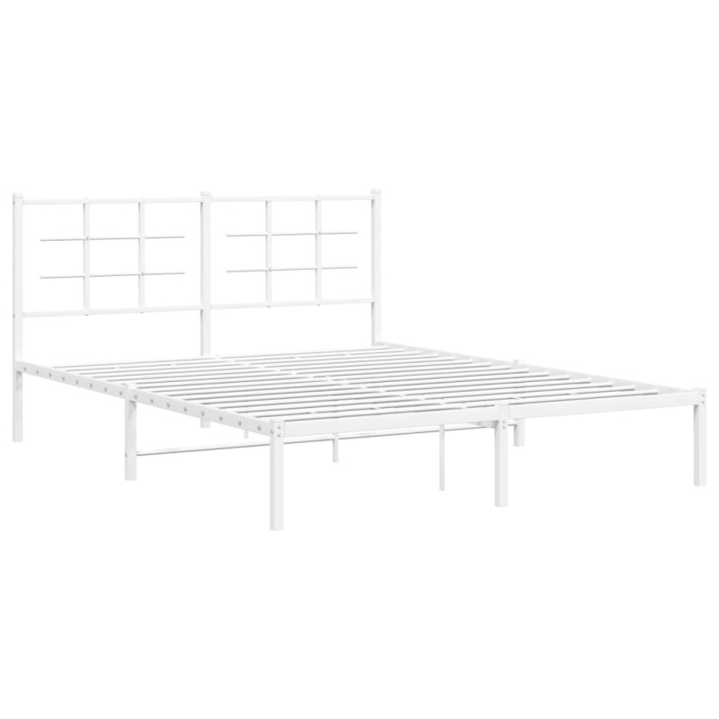 vidaXL Bettgestell mit Kopfteil Metall Weiß 160x200 cm vidaXL Bettgestell mit Kopfteil Metall Weiß 160x200 cm