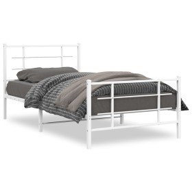 vidaXL Bettgestell mit Kopf- und Fußteil Metall Weiß 107x203 cm