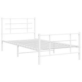 vidaXL Bettgestell mit Kopf- und Fußteil Metall Weiß 107x203 cm