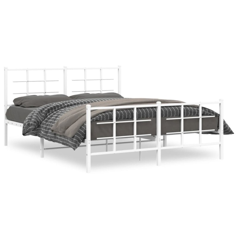 vidaXL Bettgestell mit Kopf- und Fußteil Metall Weiß 150x200 cm vidaXL Bettgestell mit Kopf- und Fußteil Metall Weiß 150x200 cm