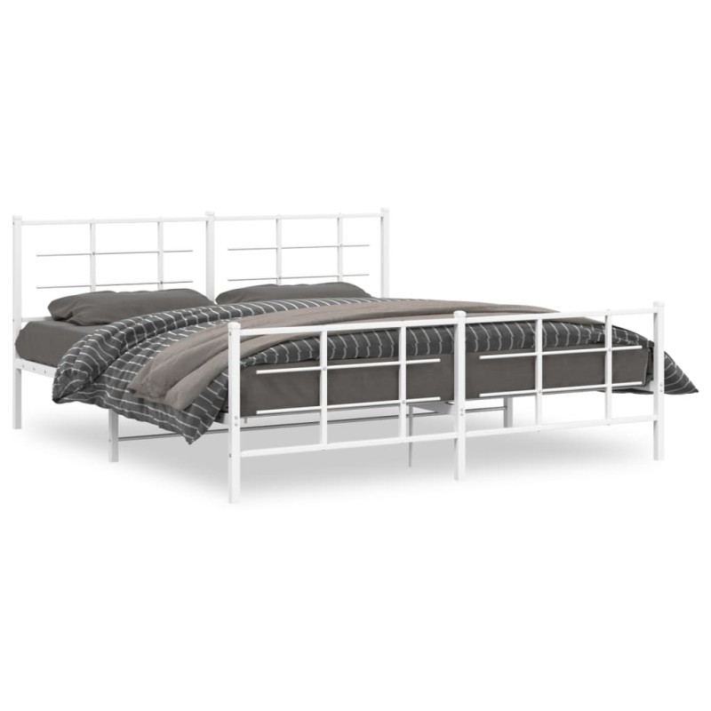 vidaXL Bettgestell mit Kopf- und Fußteil Metall Weiß 180x200 cm vidaXL Bettgestell mit Kopf- und Fußteil Metall Weiß 180x200 cm