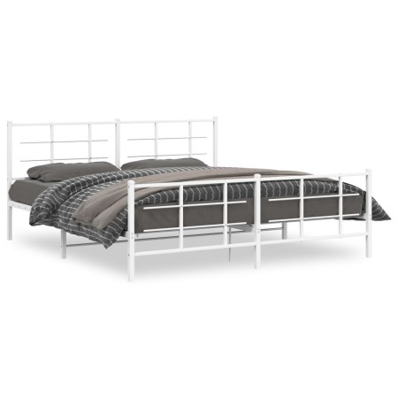 vidaXL Bettgestell mit Kopf- und Fußteil Metall Weiß 180x200 cm