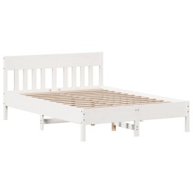 vidaXL Massivholzbett mit Kopfteil Weiß 135x190 cm Kiefer