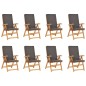 vidaXL 9-tlg. Garten-Essgruppe mit Kissen Massivholz Teak Grau vidaXL 9-tlg. Garten-Essgruppe mit Kissen Massivholz Teak Grau