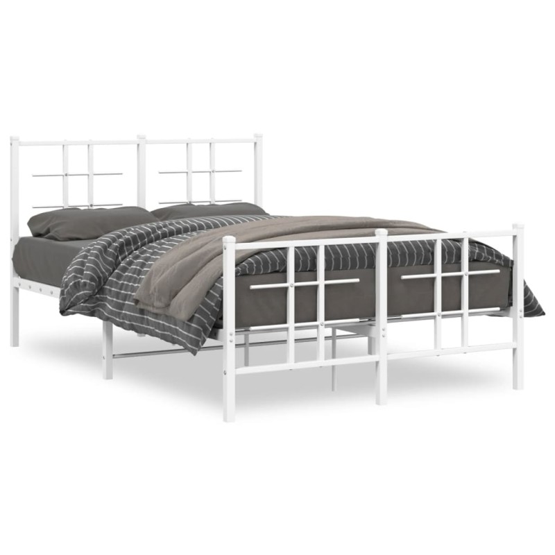 vidaXL Bettgestell mit Kopf- und Fußteil Metall Weiß 120x200 cm vidaXL Bettgestell mit Kopf- und Fußteil Metall Weiß 120x200 cm