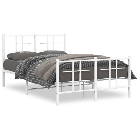 vidaXL Bettgestell mit Kopf- und Fußteil Metall Weiß 120x200 cm