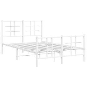 vidaXL Bettgestell mit Kopf- und Fußteil Metall Weiß 120x200 cm
