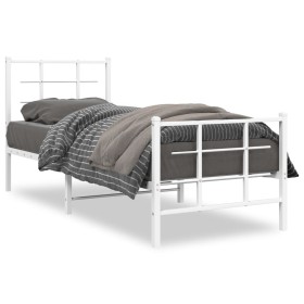 vidaXL Bettgestell mit Kopf- und Fußteil Metall Weiß 75x190 cm