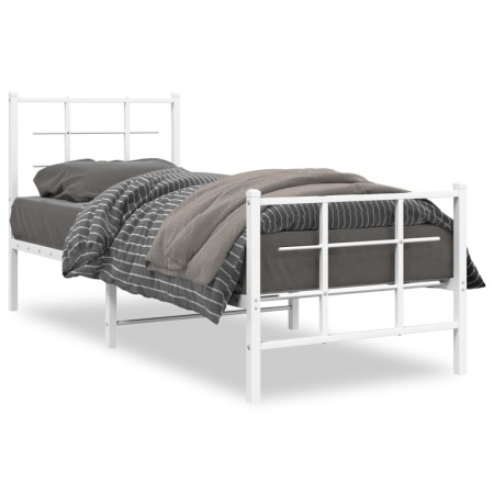 vidaXL Bettgestell mit Kopf- und Fußteil Metall Weiß 75x190 cm