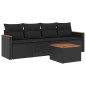 vidaXL 5-tlg. Garten-Sofagarnitur mit Kissen Schwarz Poly Rattan vidaXL 5-tlg. Garten-Sofagarnitur mit Kissen Schwarz Poly Rattan
