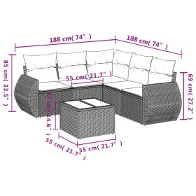 vidaXL 6-tlg. Garten-Sofagarnitur mit Kissen Beige Poly Rattan