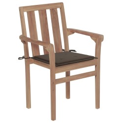 vidaXL Gartenstühle 2 Stk. mit Taupe Kissen Teak Massivholz 