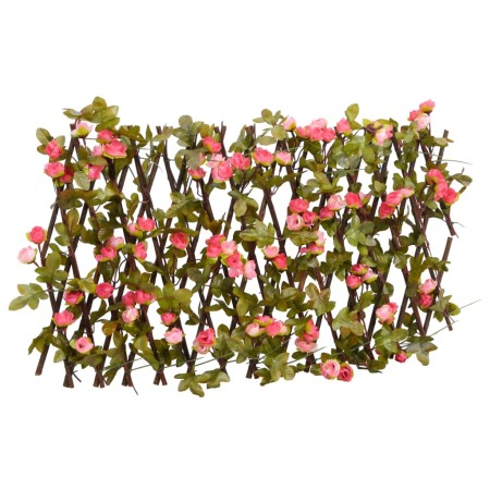 vidaXL Rankgitter mit Künstlichem Efeu Erweiterbar Dunkelrosa 180x30cm
