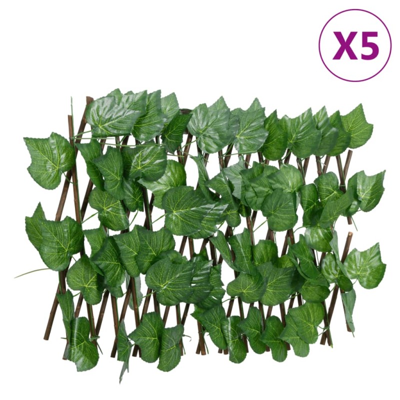 vidaXL Rankgitter mit Künstlichem Weinlaub 5 Stk. Erweiterbar 180x30cm vidaXL Rankgitter mit Künstlichem Weinlaub 5 Stk. Erweiterbar 180x30cm