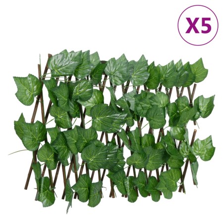 vidaXL Rankgitter mit Künstlichem Weinlaub 5 Stk. Erweiterbar 180x30cm