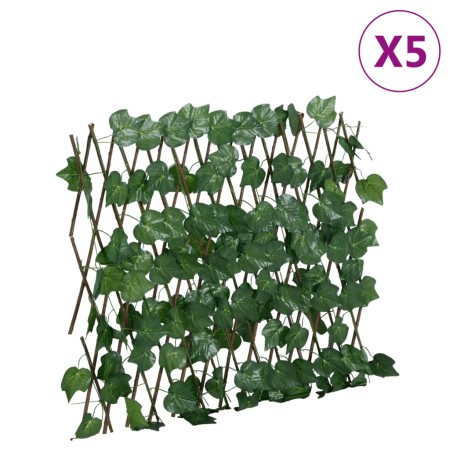 vidaXL Rankgitter mit Künstlichem Weinlaub 5 Stk. Erweiterbar 190x60cm