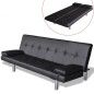 Schlafsofa mit 2 Kissen Kunstleder Ausziehbar Schwarz Schlafsofa mit 2 Kissen Kunstleder Ausziehbar Schwarz