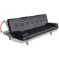 Schlafsofa mit 2 Kissen Kunstleder Ausziehbar Schwarz Schlafsofa mit 2 Kissen Kunstleder Ausziehbar Schwarz
