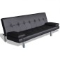 Schlafsofa mit 2 Kissen Kunstleder Ausziehbar Schwarz Schlafsofa mit 2 Kissen Kunstleder Ausziehbar Schwarz