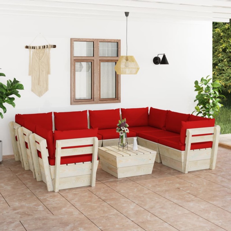 vidaXL 9-tlg. Garten-Sofagarnitur aus Paletten mit Kissen Fichtenholz vidaXL 9-tlg. Garten-Sofagarnitur aus Paletten mit Kissen Fichtenholz