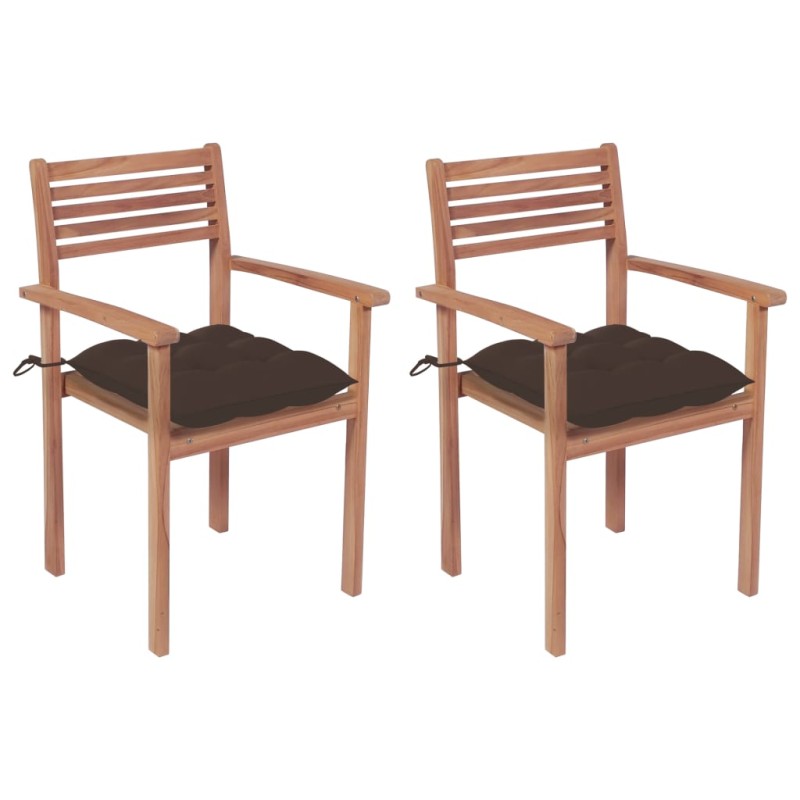 Gartenstühle 2 Stk. mit Taupe Kissen Massivholz Teak Gartenstühle 2 Stk. mit Taupe Kissen Massivholz Teak