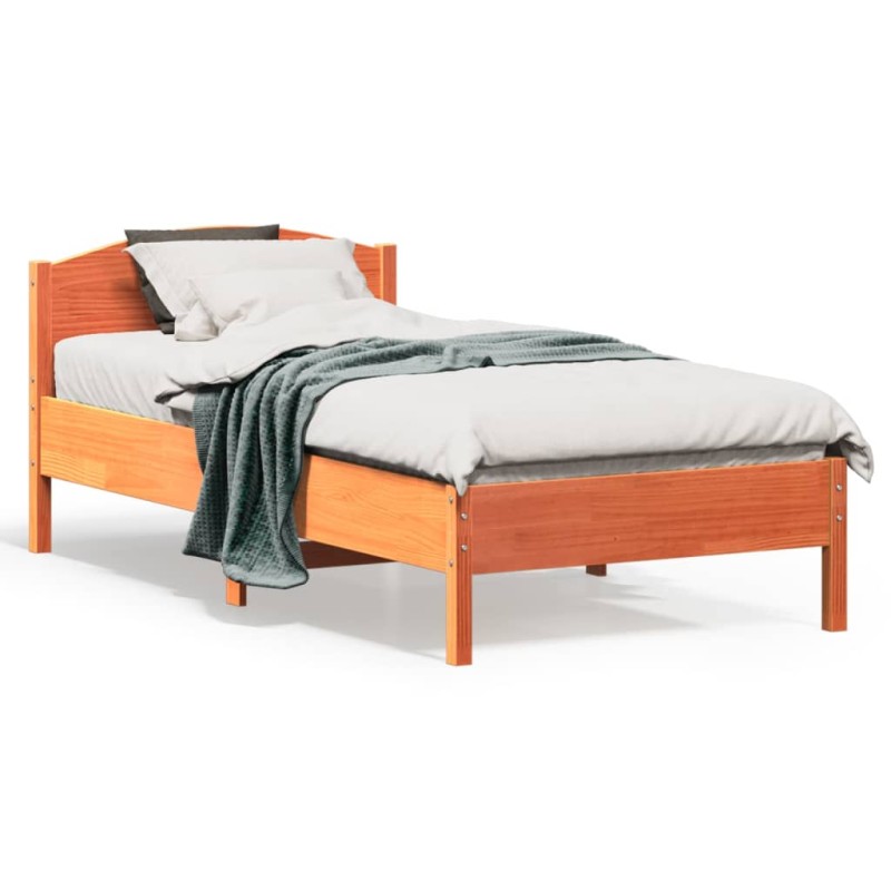 vidaXL Massivholzbett ohne Matratze Wachsbraun 75x190 cm Kiefernholz vidaXL Massivholzbett ohne Matratze Wachsbraun 75x190 cm Kiefernholz