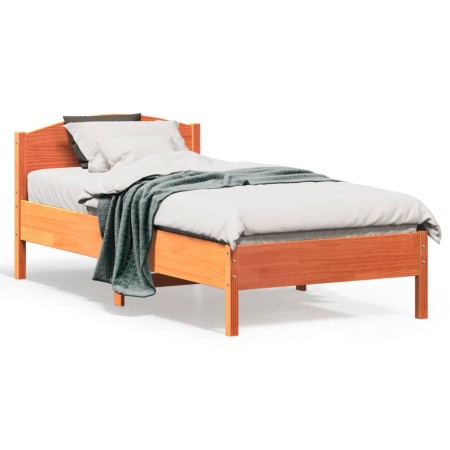 vidaXL Massivholzbett ohne Matratze Wachsbraun 75x190 cm Kiefernholz