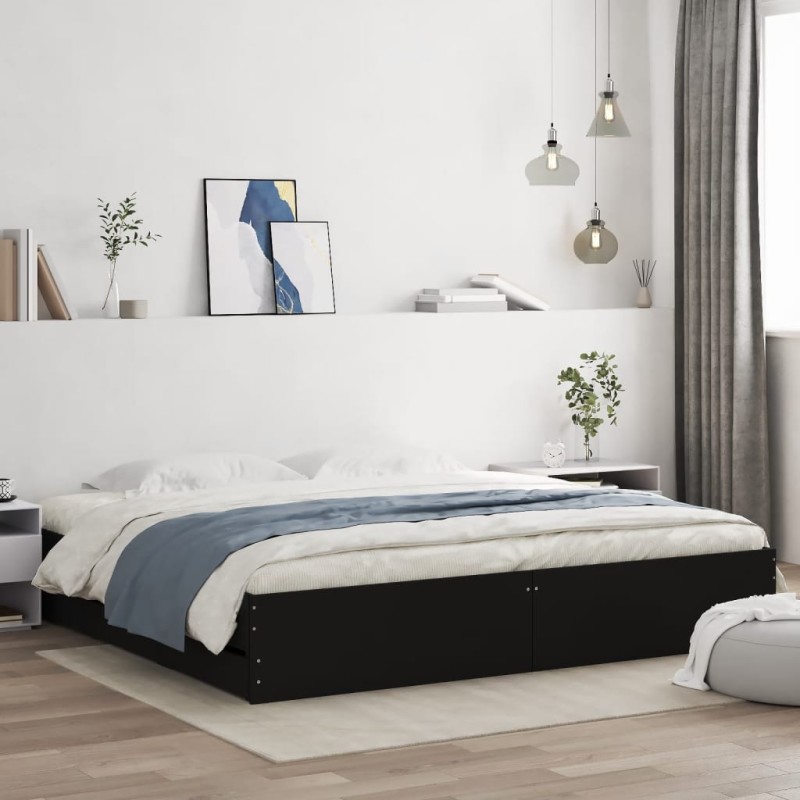vidaXL Bettgestell mit Schubladen Schwarz 160x200 cm Holzwerkstoff vidaXL Bettgestell mit Schubladen Schwarz 160x200 cm Holzwerkstoff