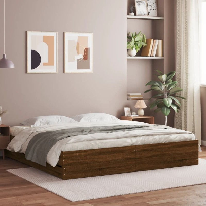 vidaXL Bettgestell mit Schubladen Braun Eichen-Optik 160x200 cm vidaXL Bettgestell mit Schubladen Braun Eichen-Optik 160x200 cm