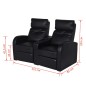 Relaxsessel 2-Sitzer mit LED Kunstleder Schwarz Relaxsessel 2-Sitzer mit LED Kunstleder Schwarz