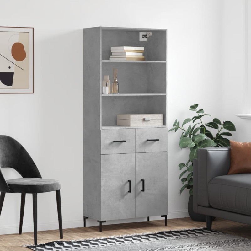 Highboard Betongrau 69,5x34x180 cm Holzwerkstoff Highboard Betongrau 69,5x34x180 cm Holzwerkstoff