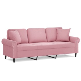 vidaXL 3-Sitzer-Sofa mit Zierkissen Rosa 180 cm Samt