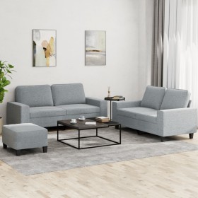 vidaXL 3-tlg. Sofagarnitur Hellgrau Stoff