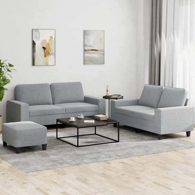 vidaXL 3-tlg. Sofagarnitur Hellgrau Stoff vidaXL 3-tlg. Sofagarnitur Hellgrau Stoff