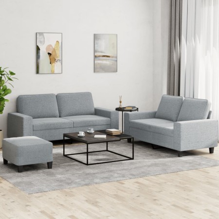 vidaXL 3-tlg. Sofagarnitur Hellgrau Stoff
