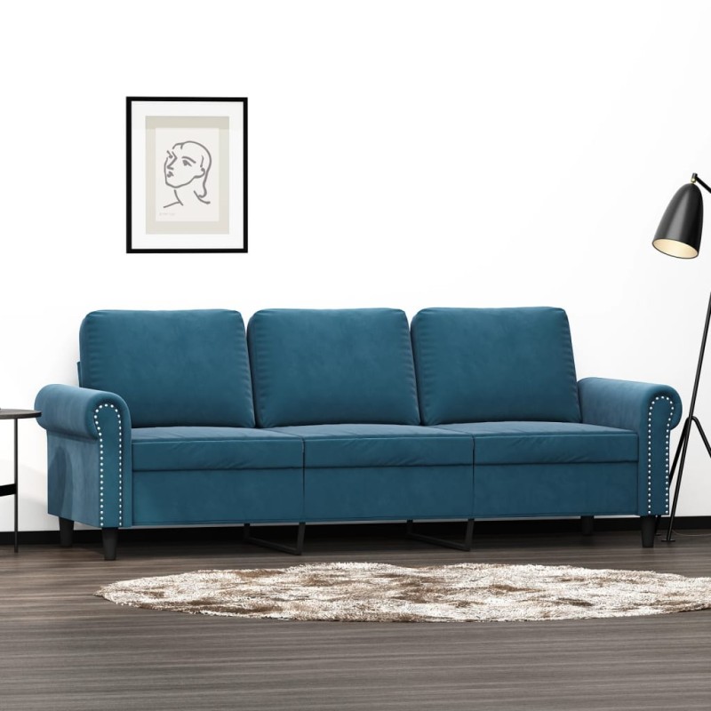 vidaXL 3-Sitzer-Sofa Blau 180 cm Samt vidaXL 3-Sitzer-Sofa Blau 180 cm Samt