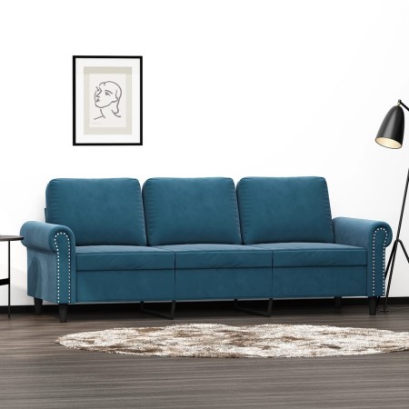 vidaXL 3-Sitzer-Sofa Blau 180 cm Samt
